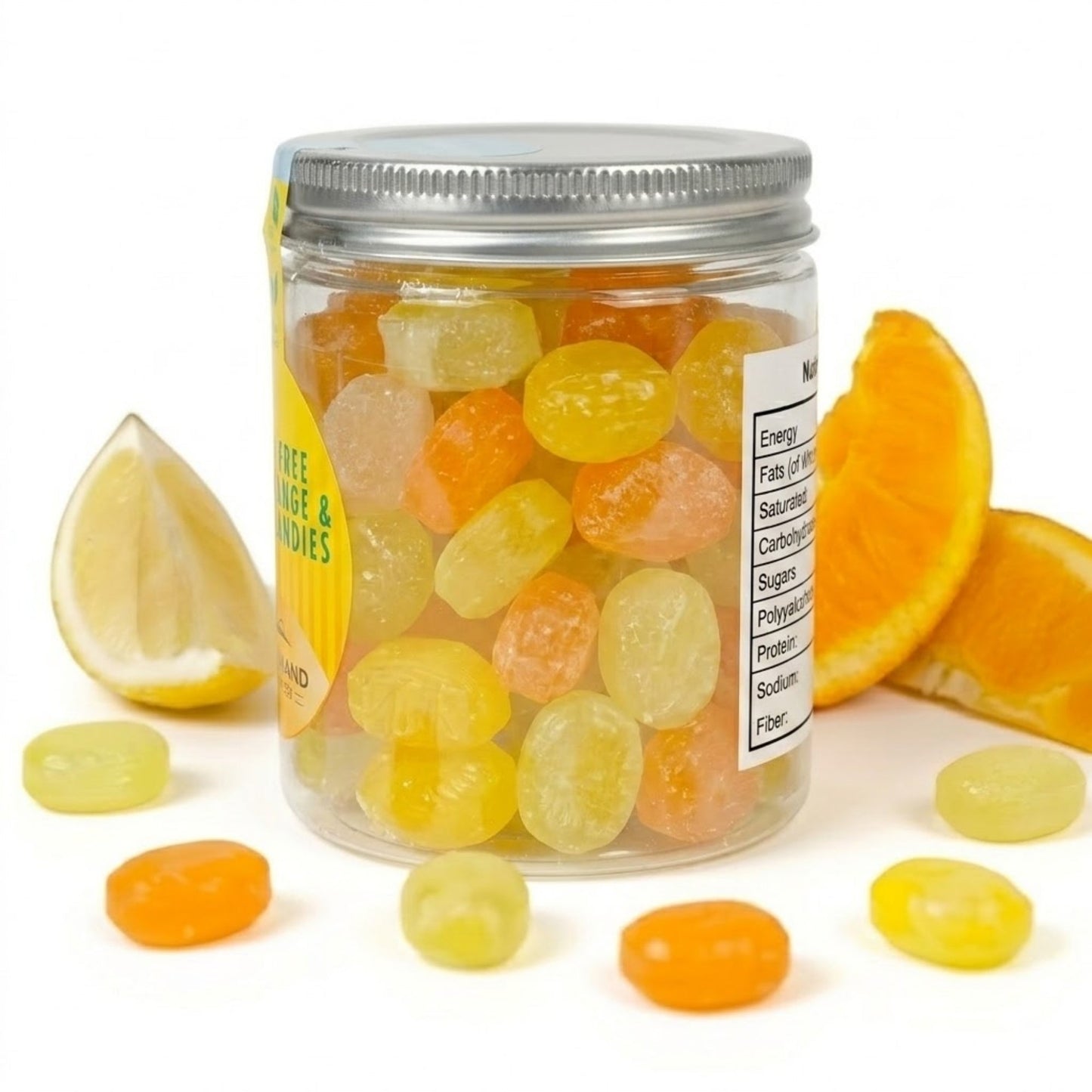 Bonbons durs sans sucre Andy Anand aux saveurs fruitées d'orange et de citron - 7 oz