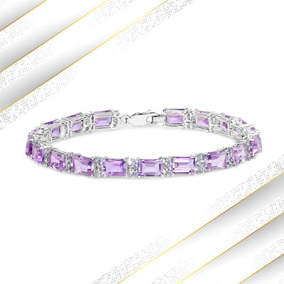 Pulsera de plata esterlina con amatista y tanzanita de 19.19 quilates