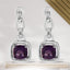 Pendientes de Acero Inoxidable de Plata .925 con Amatista Púrpura y Acentos de Diamante