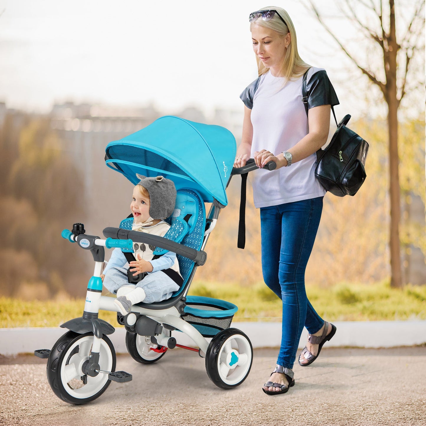 5-in-1 Detachable Baby Stroller Tricycle - Blue
