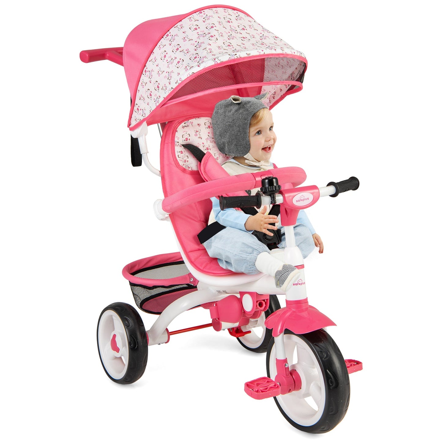 5-in-1 Detachable Baby Stroller Tricycle - Pink