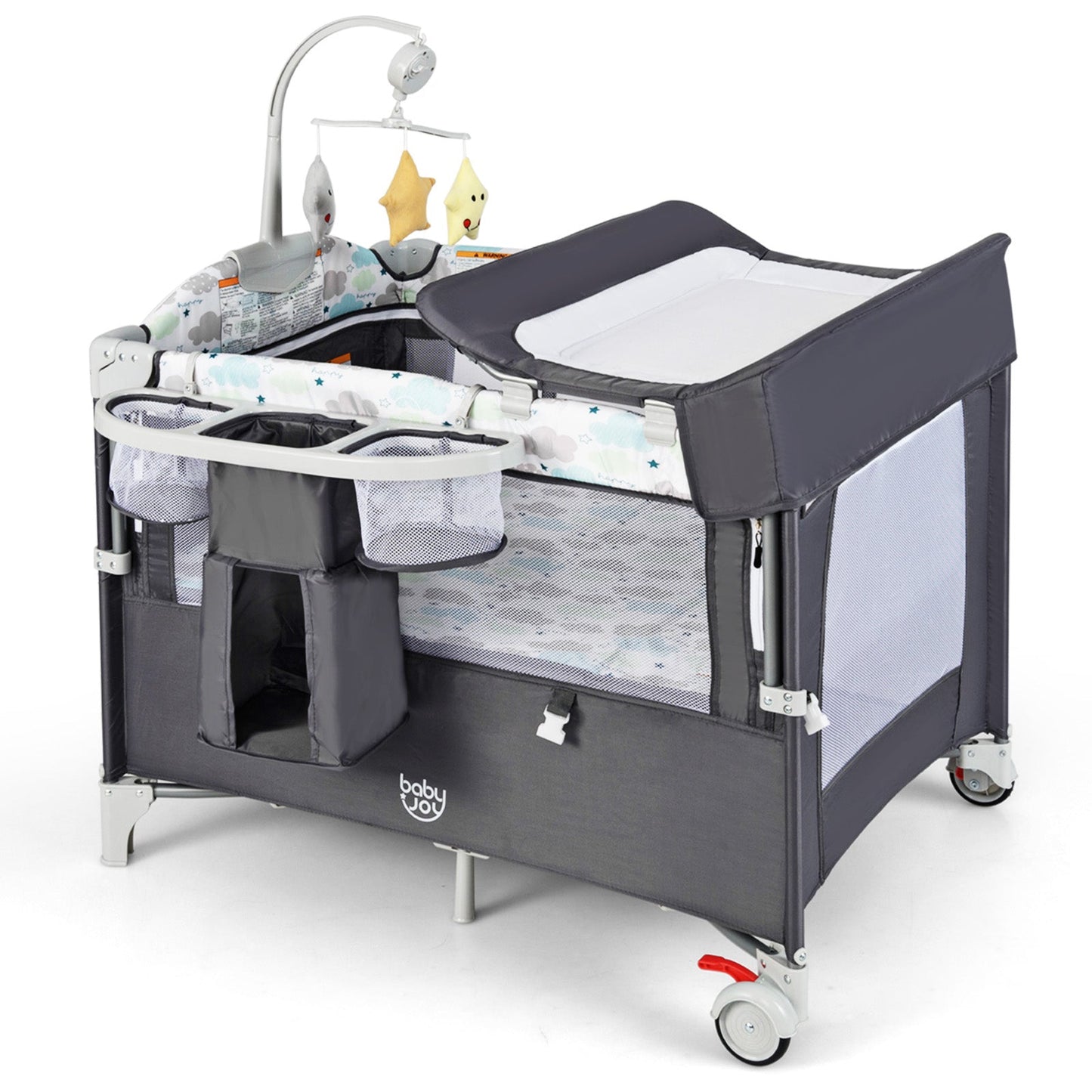 5-in-1 Portable Baby Beside Sleeper Bassinet Crib - Gray