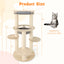 Árbol para Gatos de Madera de 5 Niveles con Perchero Acolchado y Hamaca - Gris