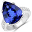Anillo de 11.40 quilates de tanzanita genuina y diamantes blancos en oro blanco de 18 quilates