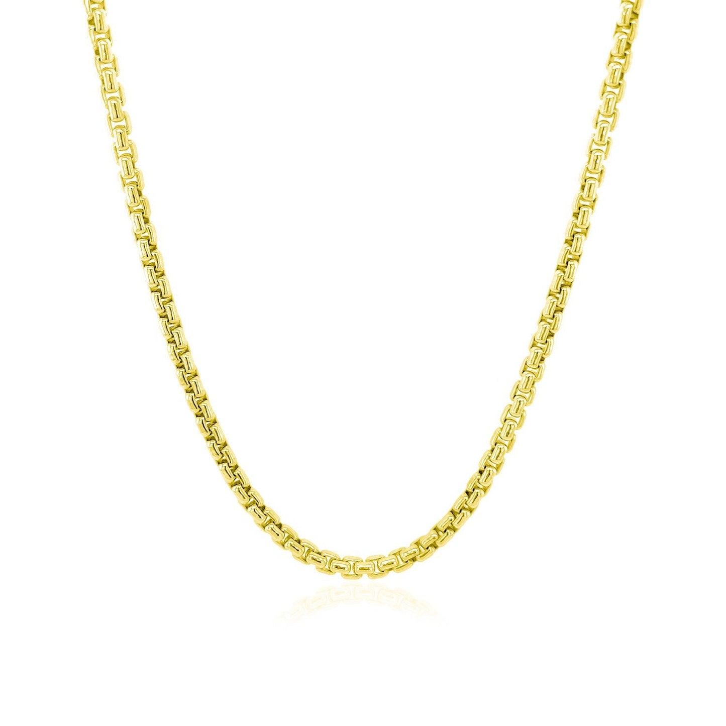 Chaîne en boîte ronde en or jaune 14k de 2,4 mm