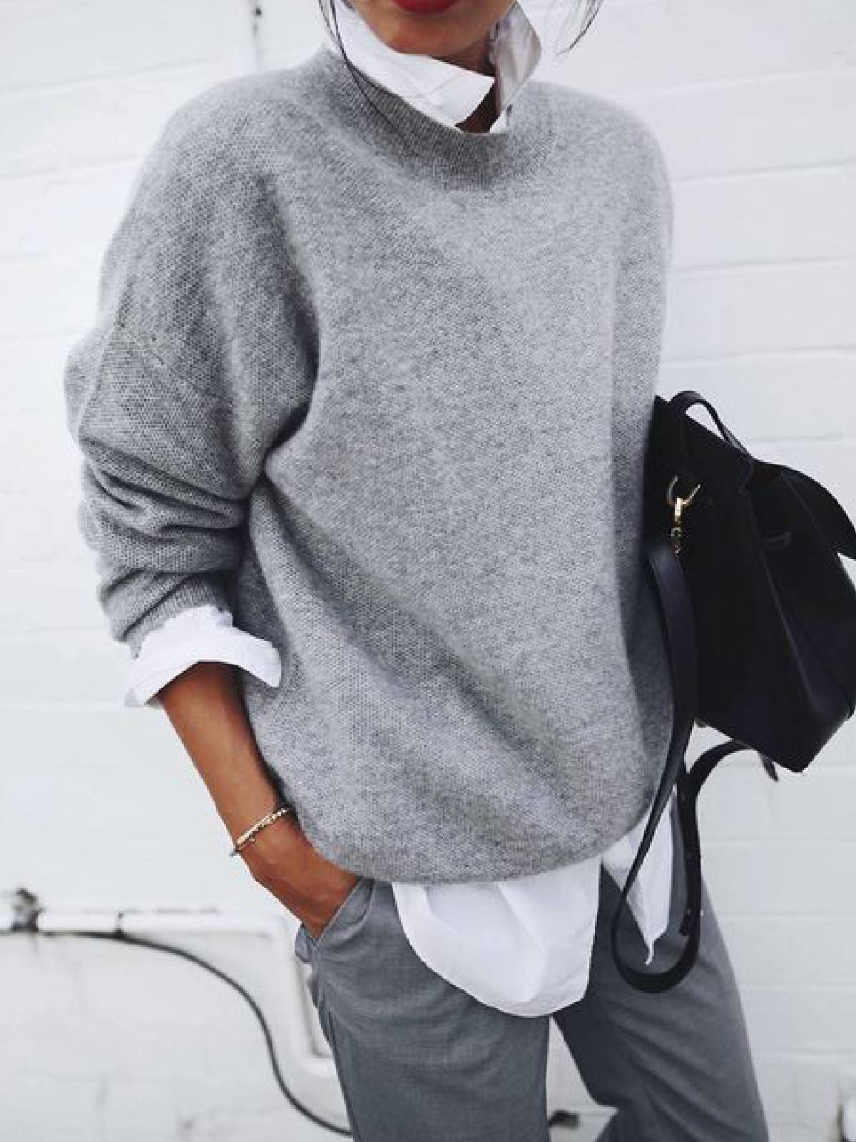 Stylish Long Sleeve Pullover Sweater for Women