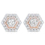 Chaqueta de Aretes Doble Halo de Diamantes en Oro Rosa y Blanco de 14K