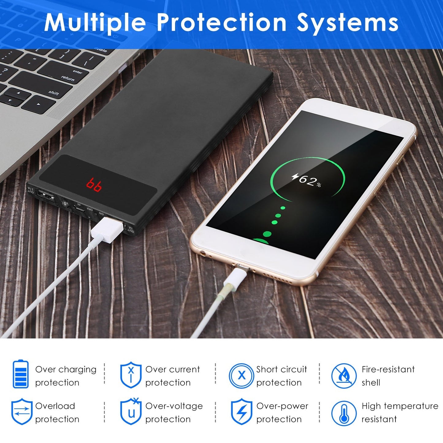 20000mAh Ultra-thin Power Bank with Dual USB Ports