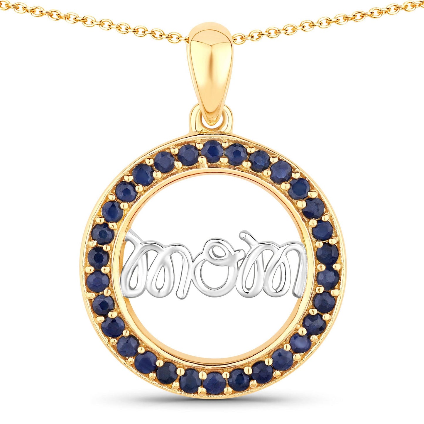 Pendentif en saphir bleu véritable de 0,64 carat en argent sterling