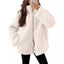 Manteau élégant d'hiver à col avec fermeture éclair et poches