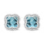 Boucles d'oreilles à clover-cut en topaze bleue de Londres en or blanc 18K