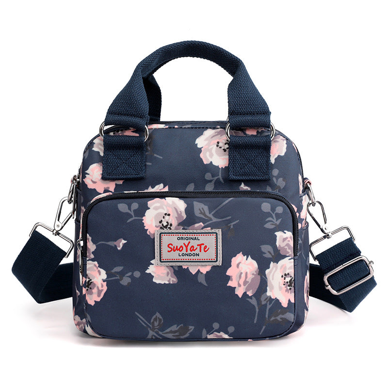 Printed Travel Water-Resistant Nylon Multi-Pocket Tote Bag