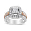 Anillo Halo Art Deco Triple Banda de Diamantes en Oro Blanco y Rosa de 14K - Talla 7