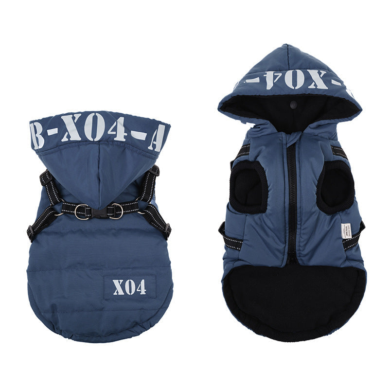 Fleece-Lined Waterproof Dog Jacket with Hood