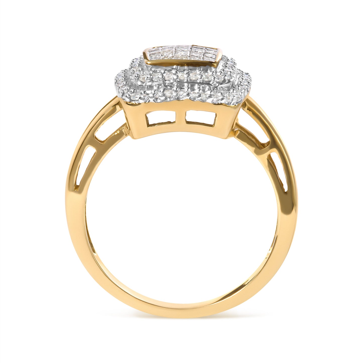 Anillo Halo de Diamantes Compuesto de Oro Amarillo de 10K - Talla 7