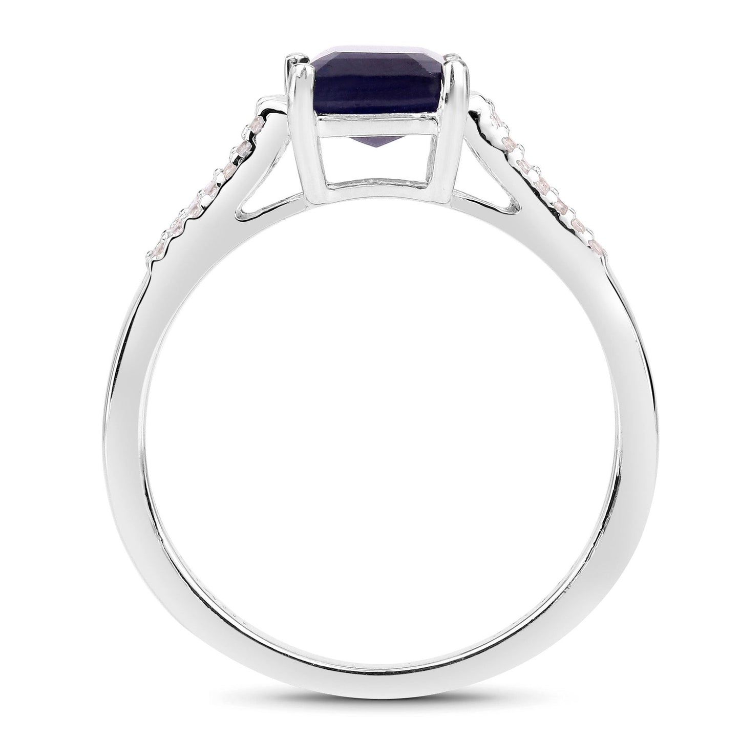 3.07 Carat Glass Filled Sapphire & White Zircon Sterling Silver Ring