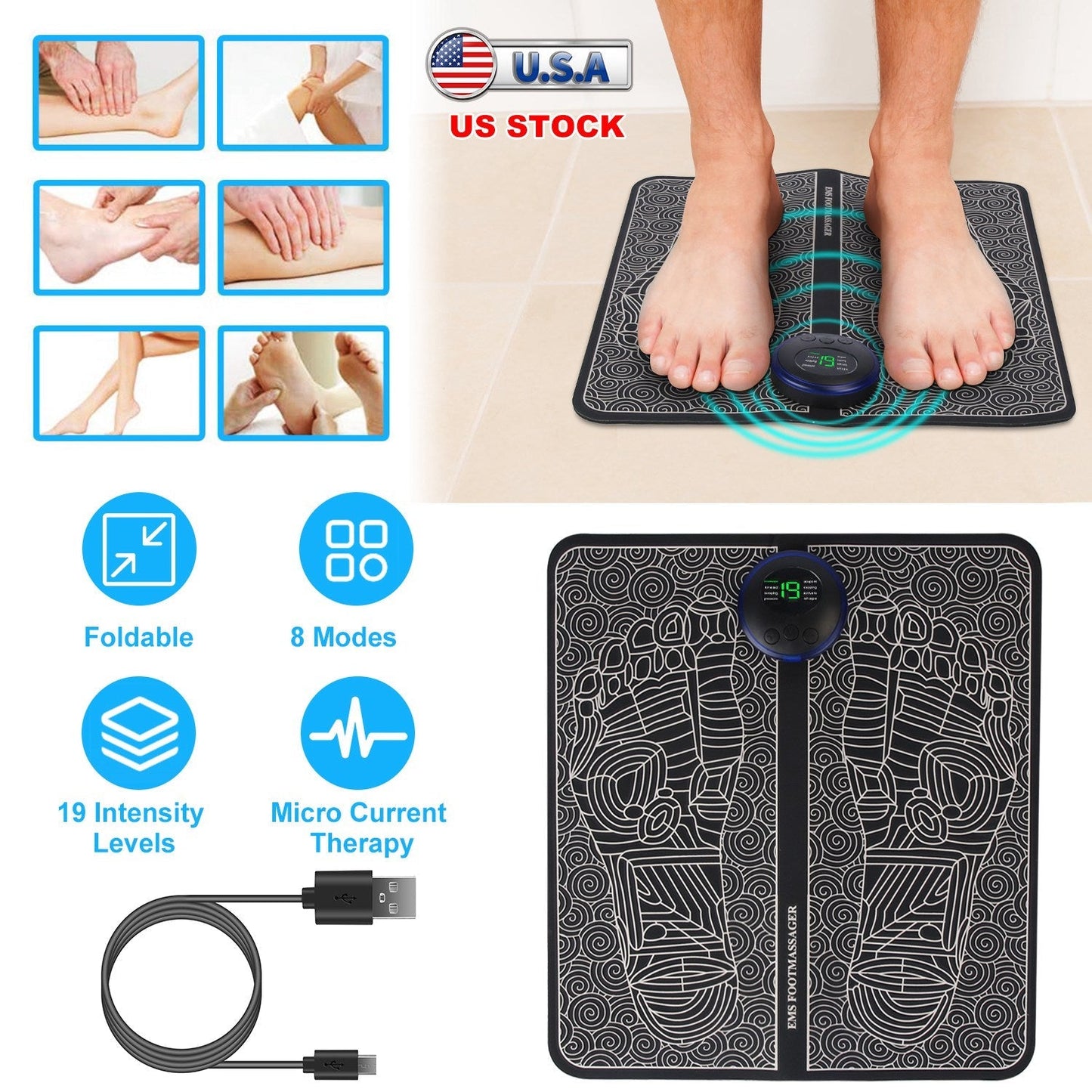 LJG Electric Foot Massage Pad with Remote Control