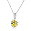 Collier Pendentif Floral Cluster en Argent Sterling .925 avec Diamants Verts