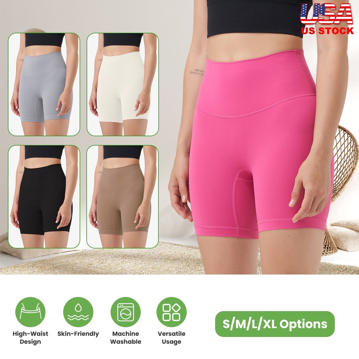 Women's High Waist Biker Shorts with Tummy Control