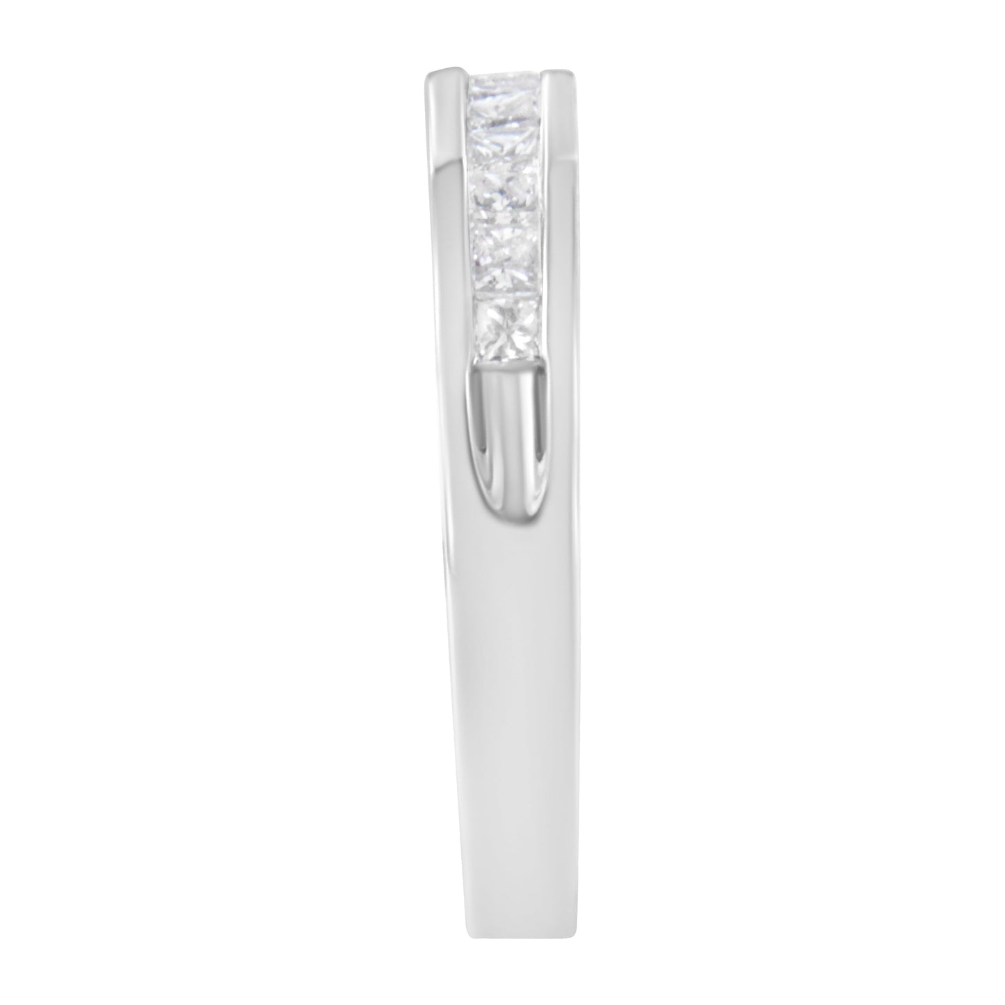 .925 Sterling Silver Princess-Cut Diamond Half-Eternity Band Ring - Size 6