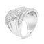 .925 Sterling Silver Multi-Row Diamond Edge Ring Band - Size 7