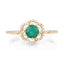 Anillo de Compromiso de Esmeralda Zambiana de 0.55 Quilates y Diamante Blanco en Oro de 14K