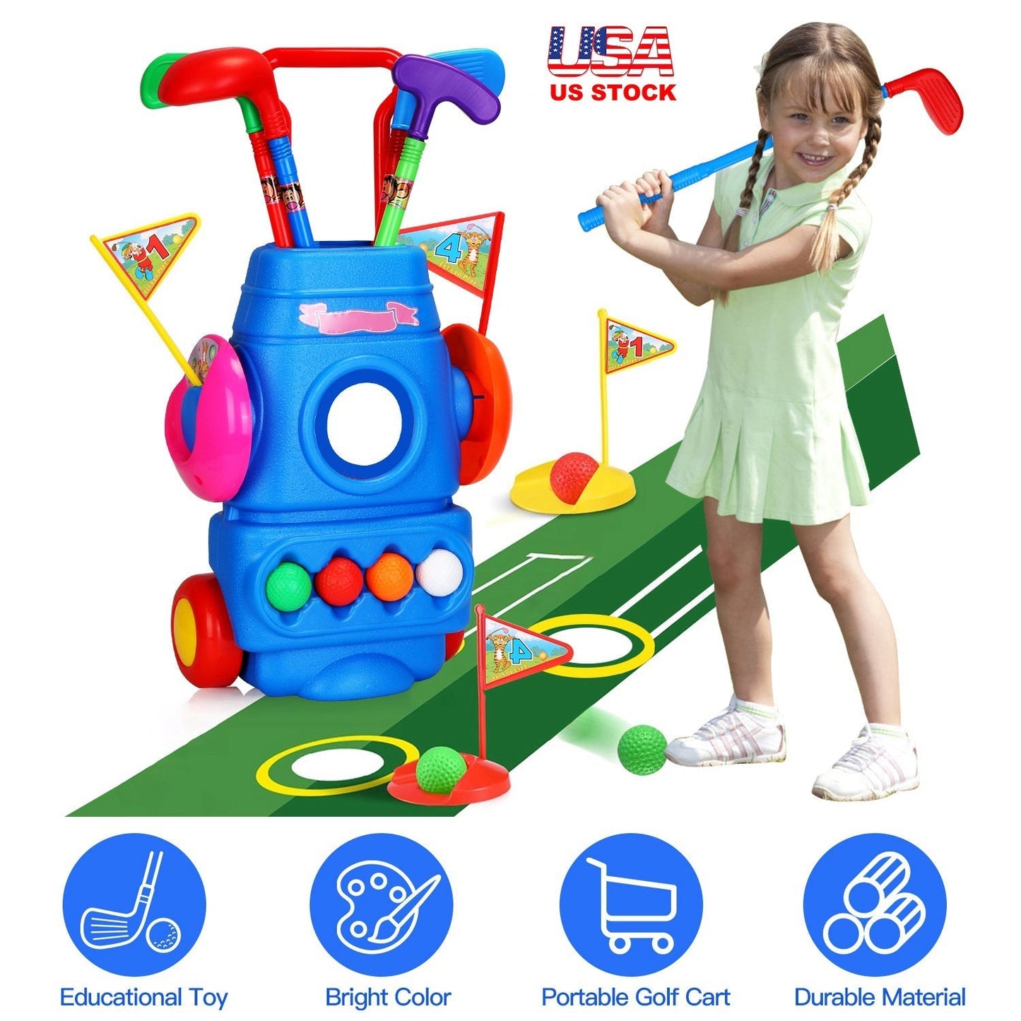 Ensemble de golf pour tout-petits GBruno - Jouet de golf complet pour enfants