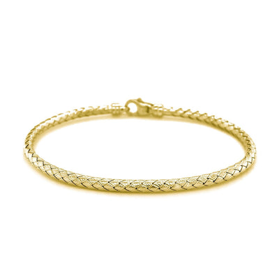 Brazalete de Tejido Elegante en Oro Amarillo de 14k (3.0mm)