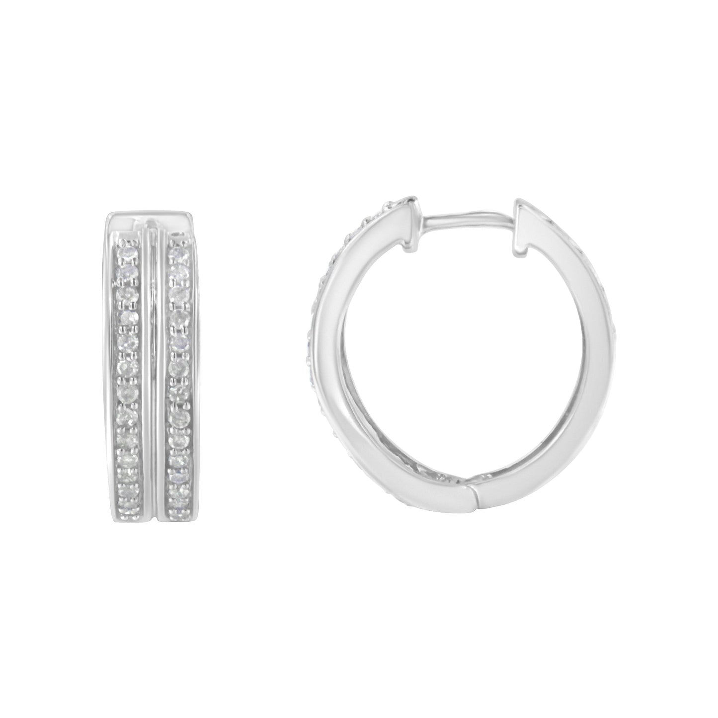 Boucles d'oreilles créoles en or blanc 10K avec 56 diamants