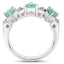 1.87 Carat Genuine Emerald and White Topaz Sterling Silver Ring