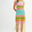 Vestido de ganchillo de múltiples colores con flecos para mujeres