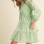 Notched Balloon Sleeve Tiered Mini Summer Dress for Women
