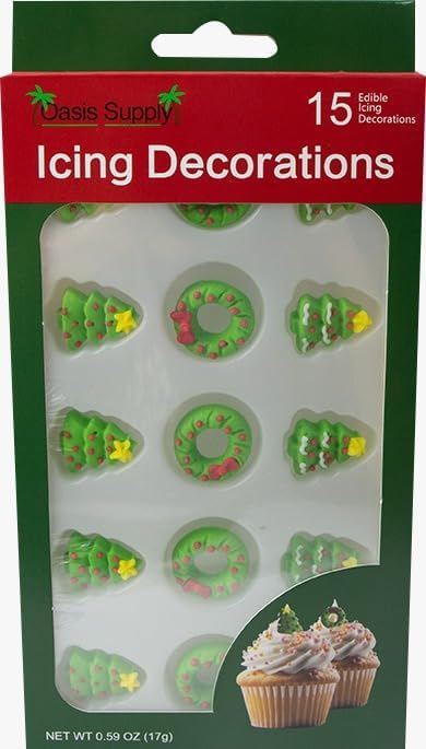 Décorations comestibles de gâteau de Noël - Ensemble de 60 pièces
