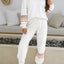 Striped Trim Round Neck Top and Pants Set