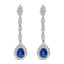 18K White Gold Diamond & Blue Sapphire Drop Earrings
