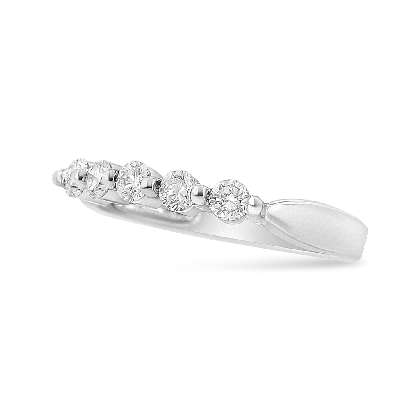 Bague de fiançailles en diamant à 5 pierres en or blanc 14K