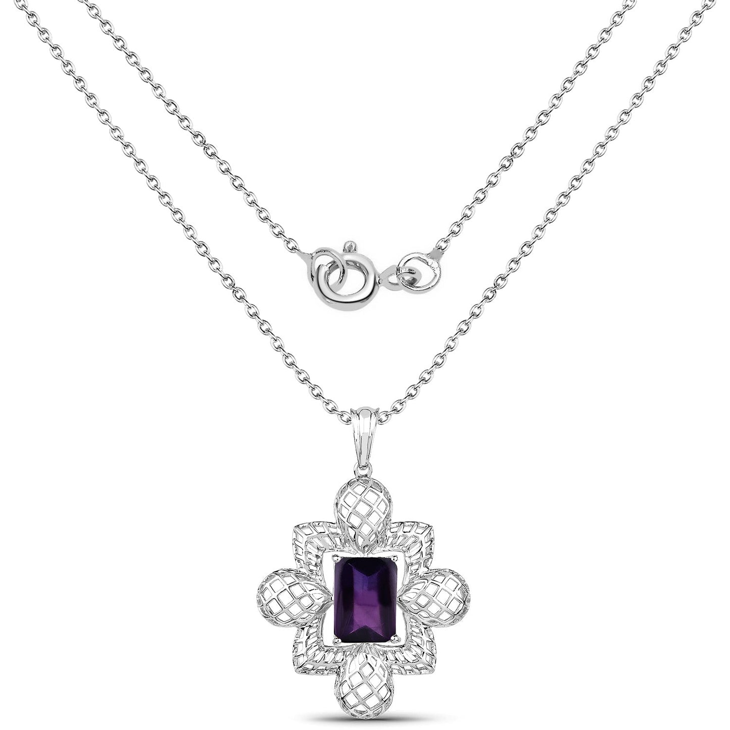 Colgante de Amatista Genuina de 7.80 Quilates en Plata de Ley