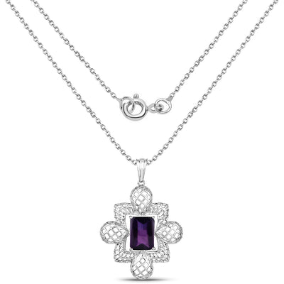 7.80 Carat Genuine Amethyst Sterling Silver Pendant