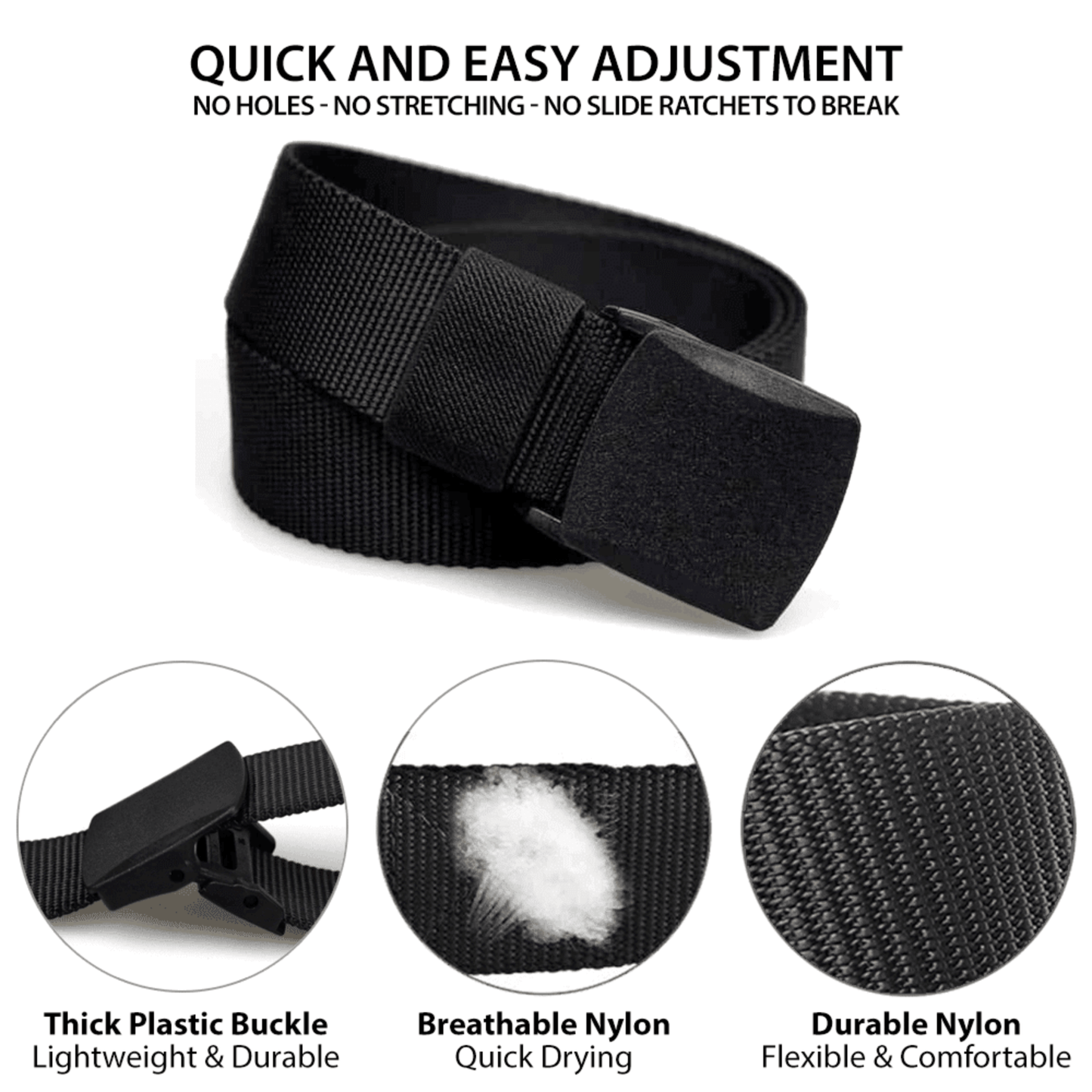 Cinturón Táctico Ajustable de Nylon XGear con Hebilla de Plástico