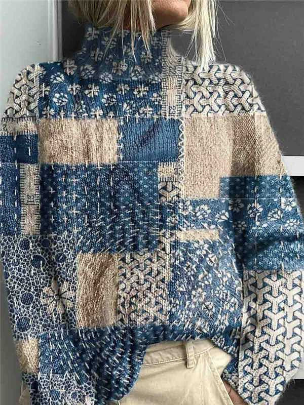 Elegant Christmas Abstract Print Cardigan for Women