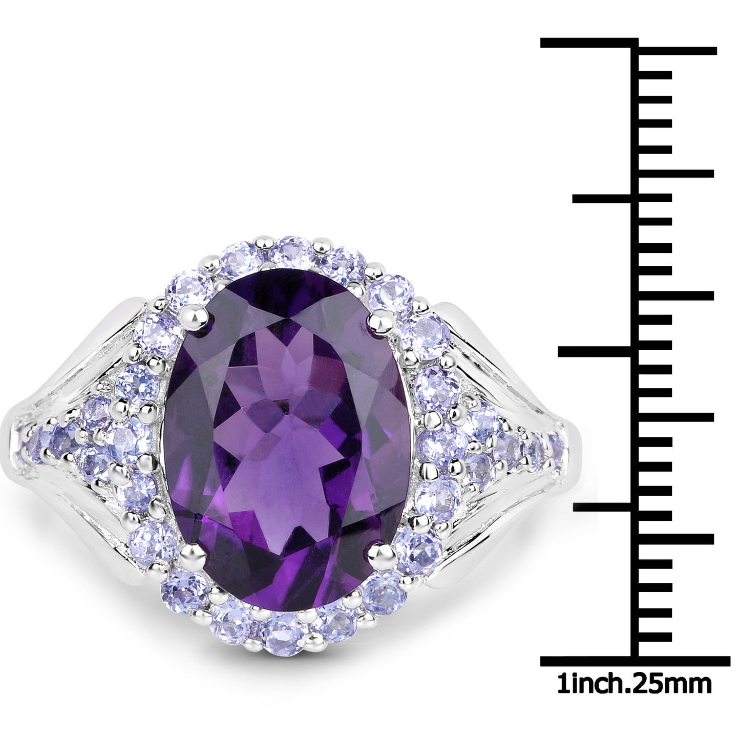 Bague en argent sterling de 5,90 carats en améthyste et tanzanite véritable