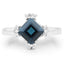 Bague en argent sterling avec topaze bleue de Londres et topaze blanche de 1,99 carat