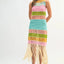 Vestido de ganchillo de múltiples colores con flecos para mujeres