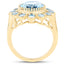 14K Yellow Gold Plated Blue Topaz Cocktail Ring