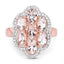 Anillo de Compromiso de Morganita y Diamantes de 3.06 Quilates en Plata Esterlina