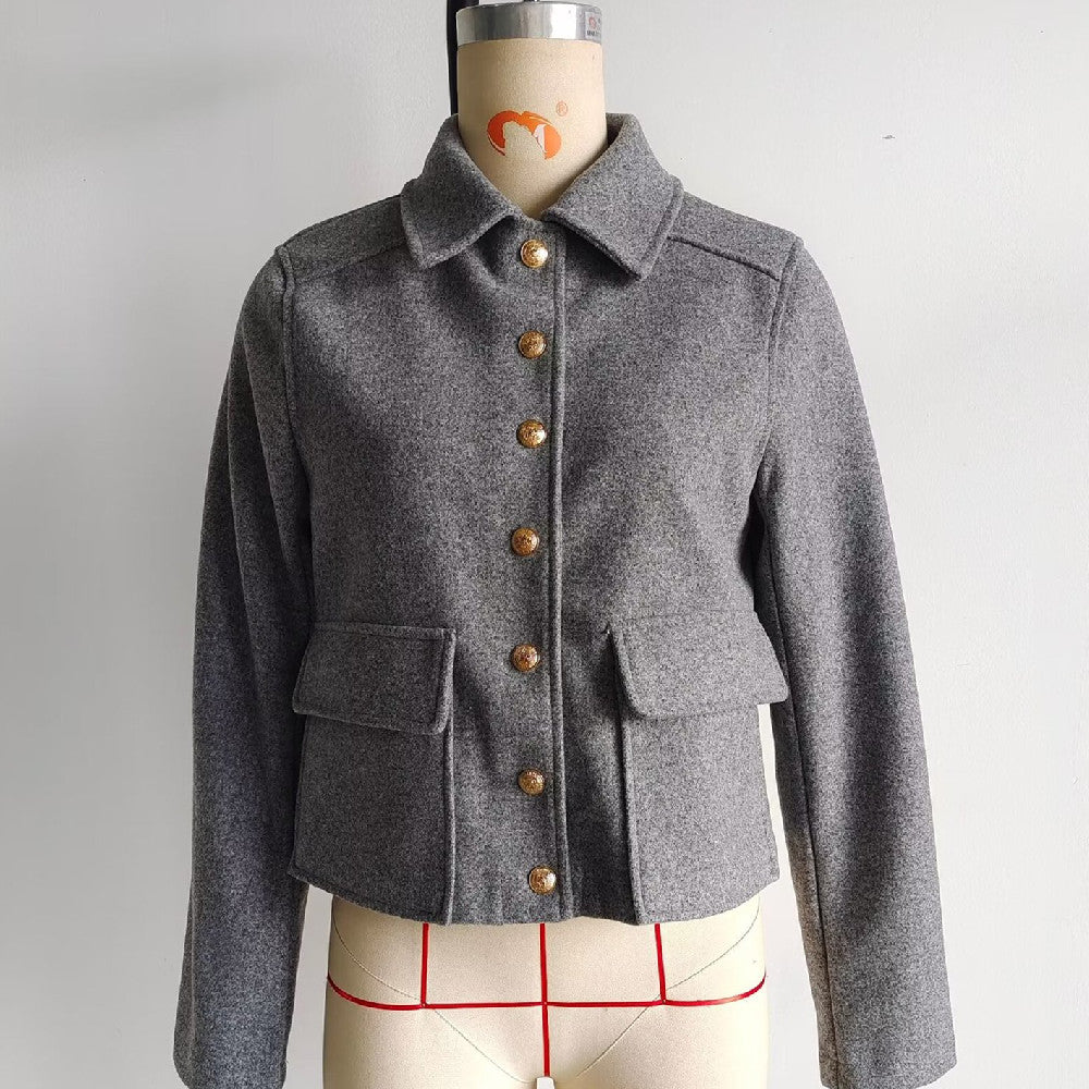 Women's Soft Metal-Buckle Decorated Coat