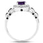 1.02 Carat Genuine Amethyst & Diamond Sterling Silver Ring