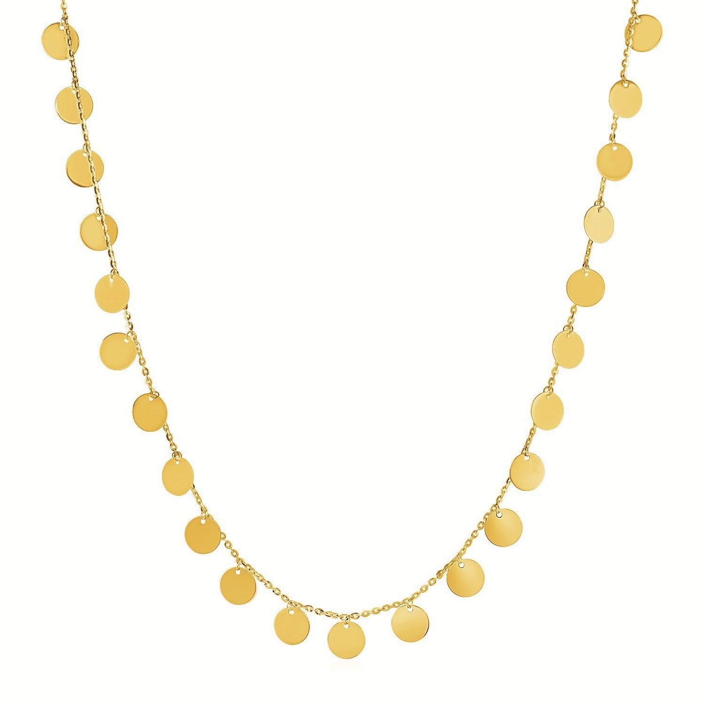 14k Yellow Gold Choker Necklace with Polished Discs