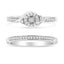 Ensemble de Bague de Fiançailles et de Mariage en Argent Sterling .925 avec Halo de Diamants et Tour
