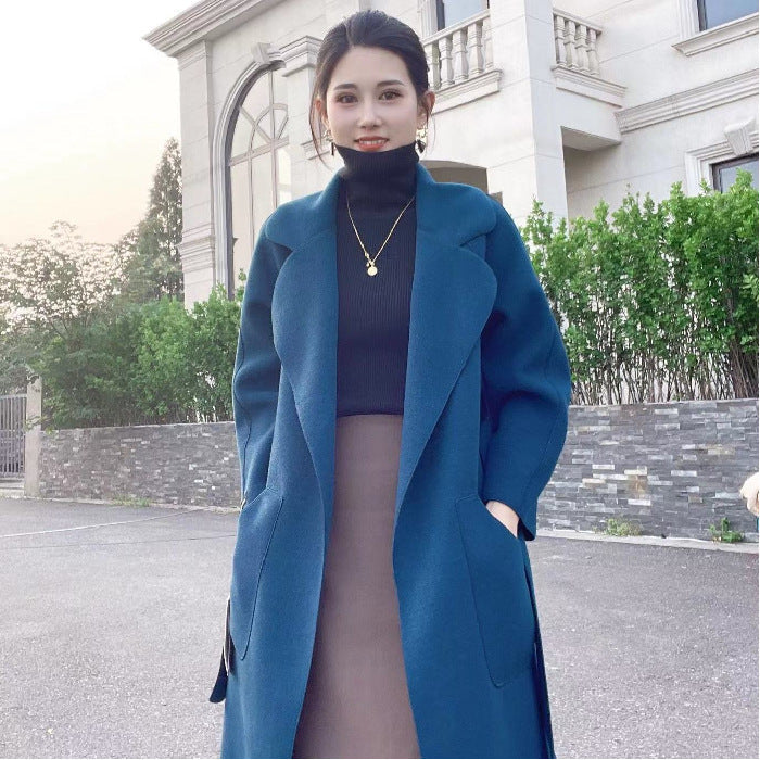 Abrigo de Cashmere Doble Cara de Longitud Media para Mujeres